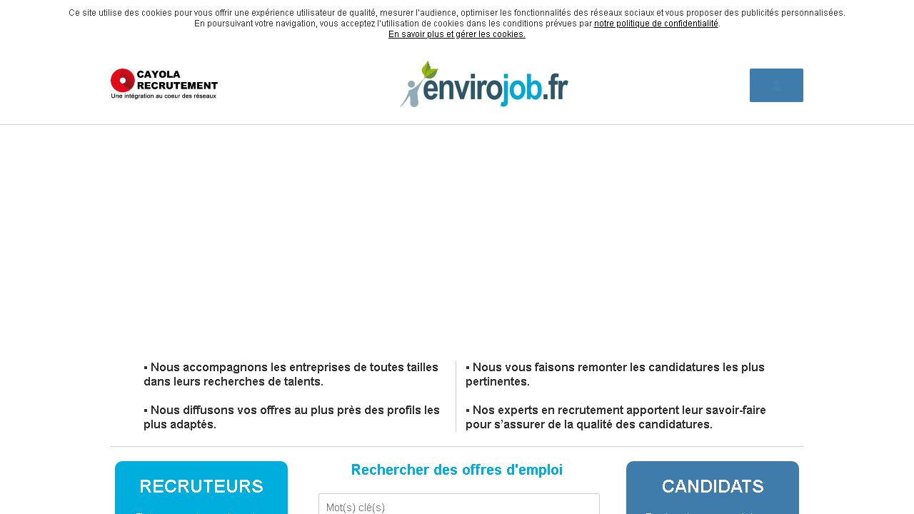 Capture d'écran de http://www.envirojob.fr/ 